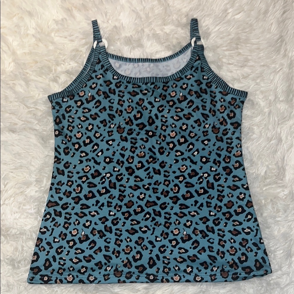 ☀️NWOT Fitted Blue Leopard Print Tank Top